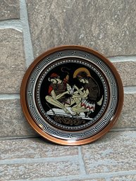 Vintage Handmade Greek Decorative Copper Wall Plate, 5.5"