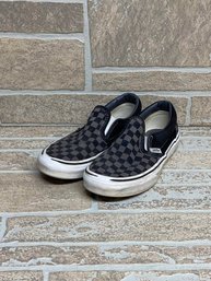Vans Kids Checkerboard Slip-On Shoes Black Gray Size 3 (US Kids)  Worn