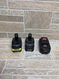 Lot Of (3) 18V Power Tool Batteries  2x Lithium (Ryobi Style)  Porter Cable PC18B