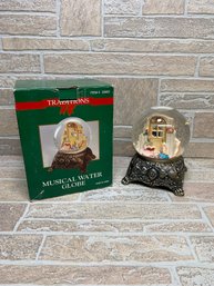 Traditions Musical Water Globe Christmas Scene W/ Box  Ill Be Home For Christmas