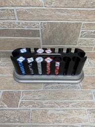 Poker Chip Set W/ Rotating Carousel Rack & World Poker Tour Chips  Partial Set