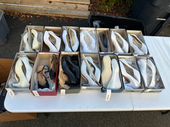 Large Lot Womens White & Neutral Shoes  Heels, Flats, Sneakers  Boxed  Assorted Sizes