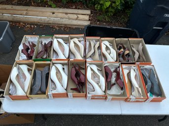 Large Lot Womens Heels & Dress Shoes  White, Cream & Burgundy Tones  Boxed  Assorted Sizes