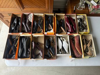 Large Womens Shoe Lot  Heels, Pumps & Dress Shoes  Black, Brown & Burgundy  Boxed Assortment