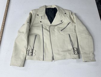 Womens Leather Ivory Color Leather Jacket Small
