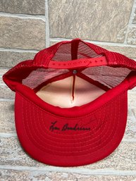 Lou Boudreau Day At Balmoral Park Red Hat With Autographs