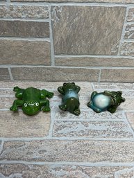 Lot Of 3 Ceramic Frogs, Assorted