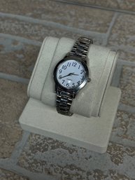 Accutime Watch Corp. Women's Silver-Tone Quartz Watch  White Dial / Steel Bracelet / Model 4152WML