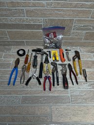 Mixed Hand Tools Lot  Pliers, Hammer, Screwdrivers, Husky, DeWalt Bits, Utility Tools