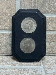 1976 Bicentennial Eisenhower Dollar Wall Plaque  Liberty Bell Moon Coin Display