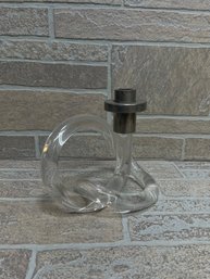 Modern Art Glass Candle Holder Sculpture  Dorothy Thorpe Style  Twisted Loop Design  DAMAGED