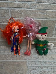 Lot Of Fashion Dolls & Christmas Elf Plush  MGA Rainbow High Style Dolls