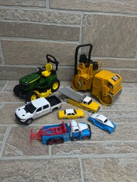 Mixed Diecast Cars & Construction Toys Lot  CAT Roller, John Deere Tractor, Trucks & More
