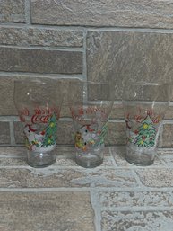 Vintage Coca Cola Glasses Lot Of 3