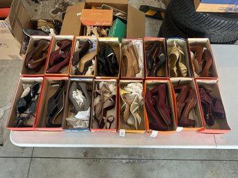 Womens Shoe Lot  Heels, Flats & Sandals  Brown, Burgundy & Neutral Tones  Assorted Sizes