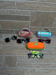 Lot Of Kids Sunglasses & Cases  Includes Lets Be Mermaids Case & Accessories