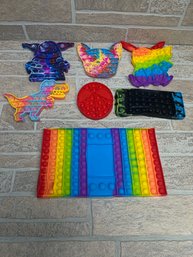 Assorted Pop-It Fidget Toys Lot  Jumbo Rainbow, Character Shapes & More (7 Pieces)