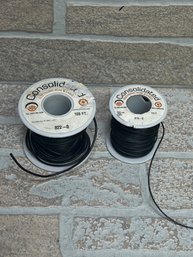 Lot Of 2 Consolidated Electronic Wire & Cable Spools  Black Wire (Partial Rolls)