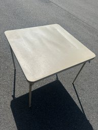 Folding Utility Table  34' Square  Beige Plastic Top W/ Metal Legs