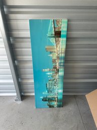 NYC Skyline Canvas Wall Art  Brooklyn Bridge Night Scene  Large Panoramic