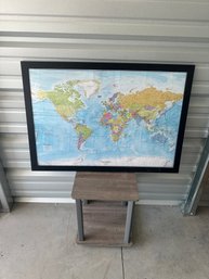 Framed World Political Map Wall Art  Large Educational Map (Approx. 38' Wide)  As-Is