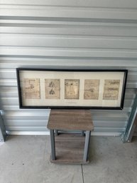 Large Framed Leonardo Da Vinci Sketches Print  Vitruvian Man & Architectural Studies  IKEA OLUNDA Wall Art