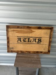 Rustic Handmade Wooden ATLAS Wall Sign  Framed Wood Plaque  Farmhouse Decor
