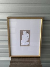 Framed Minimalist Figure Art Print  Neutral Modern Wall Decor Wood Frame