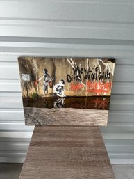 Banksy Style Canvas Street Art Print  When Life Gives You Oil Spills Make Molotovs