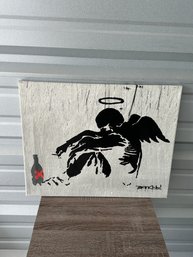 Banksy Style Fallen Angel Canvas Print  Street Art Urban Wall Decor