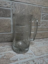 Etched Skull / Grim Reaper Glass Beer Mug  Heavy Glass Stein Style (~7 Tall)