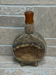 Vintage Glass Bottle W/ Layered Seeds & Wax Seal  Decorative Folk Art / Rustic Kitchen Display
