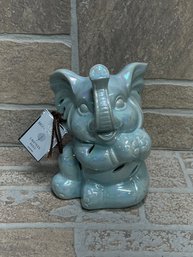 Ceramic Elephant Wax Melt / Oil Burner / Scented Iridescent Blue Finish  Lavender Bliss Scent