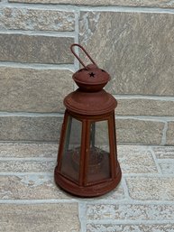 Rustic Metal Lantern Candle Holder W/ Star Cutouts  Farmhouse Decor