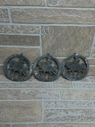 Lot Of 3 Vintage New England Dressage Association Metal Horse Plaques