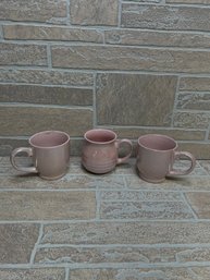 Set Of 3 Pink Ceramic Coffee Mugs  Bella Maison  Glossy Finish Assorted Shapes