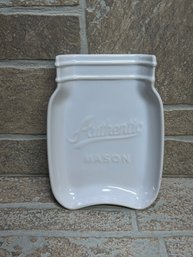 Ceramic Authentic Mason Jar Spoon Rest / Tray  Home Essentials White Kitchen Decor