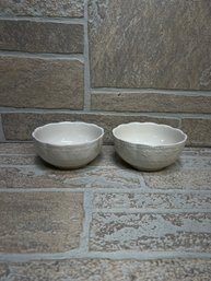 Set Of 2 Pioneer Woman White Embossed Stoneware Small Bowls