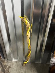 Hand-Carved Twisted Wooden Snake Walking Stick / Staff  Yellow Painted Detail