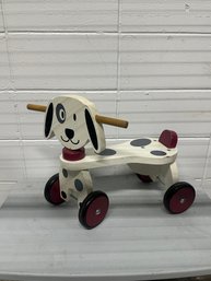 Wooden Dog Ride-On Toy / Toddler Push Scooter  Rolling Puppy Design
