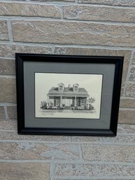Framed Jerry Crowley Architectural Print  Provencal-Weir House C.1823  Grosse Pointe Historical Society