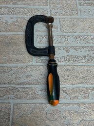 3 Vintage C-Clamp / G-Clamp  Heavy Duty Cast Iron  Adjustable Screw Clamp Tool