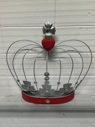 Vintage Metal Crown Wall Shelf / Decorative Wall Rack W/ Faux Gems