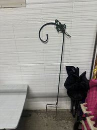 Decorative Metal Garden Shepherds Hook W/ Butterfly Accent  Plant Hanger / Yard Decor