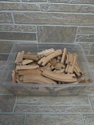Large Lot Wooden Train Track Pieces  Curved & Straight  Compatible W/ Thomas & Brio