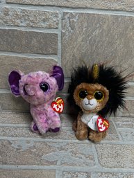Ty Beanie Boos Plush Lot Elephant Eva & Unicorn Lion Ramsey