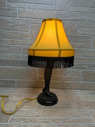 Leg Lamp Table Lamp W/ Yellow Fringe Shade - A Christmas Story Style - Approx. 17'