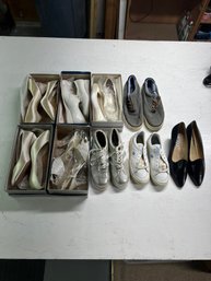 Lot Of 9 Pairs Women's Shoes - Heels, Pumps, Sneakers & Casual Shoes - Assorted Styles