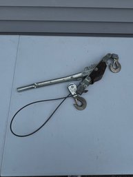 Vintage Come Along Cable Puller Hand Winch - Dual Hook Ratchet Tool