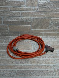 Heavy Duty Orange Extension Cord - Triple Outlet End - Long Outdoor Cord